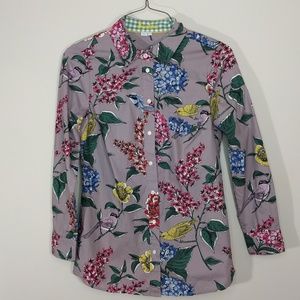 NWOT Boden Floral and Bird Print Button Up Shirt